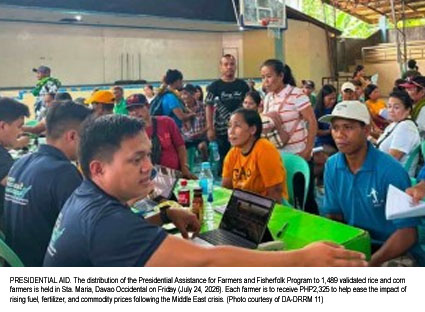 DA Releases P 27 Million Aid, Seeds to Help Davao Occidental Farmers Recover from Crisis and Earthquake