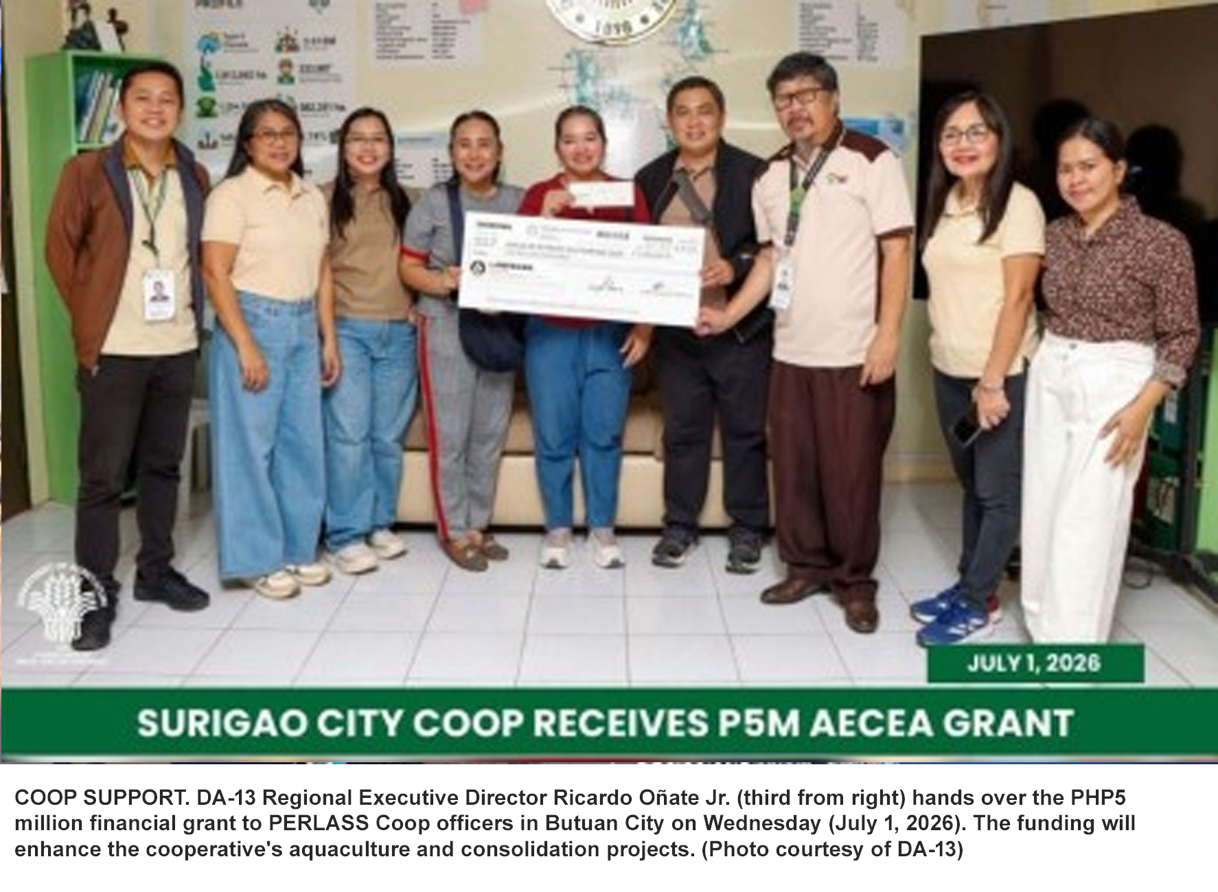 DA Awards ?5-Million Grant to Surigao Cooperative to Expand Aquaculture and Strengthen Agri-Enterprise Development